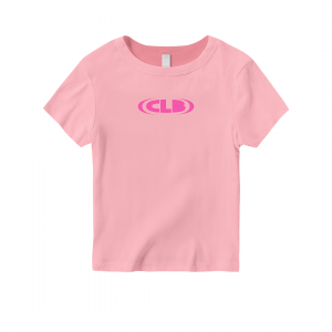CLB logo (pink + light pink baby tee)