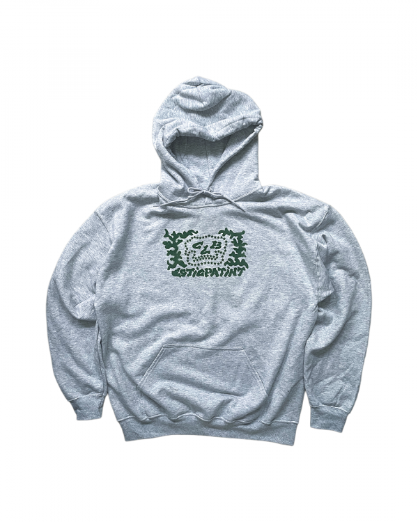esticpatint x CLB - floral skull ash grey hoodie