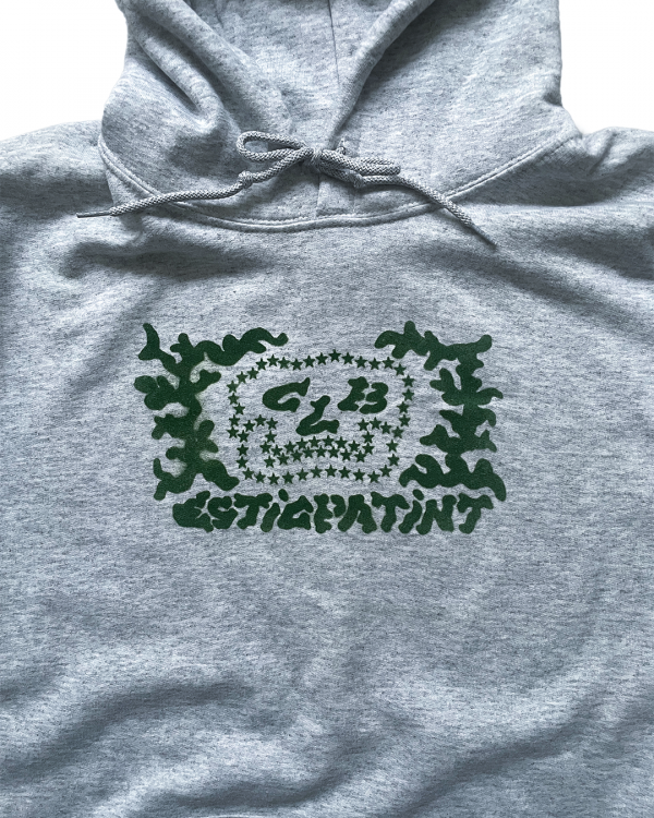 esticpatint x CLB - floral skull ash grey hoodie