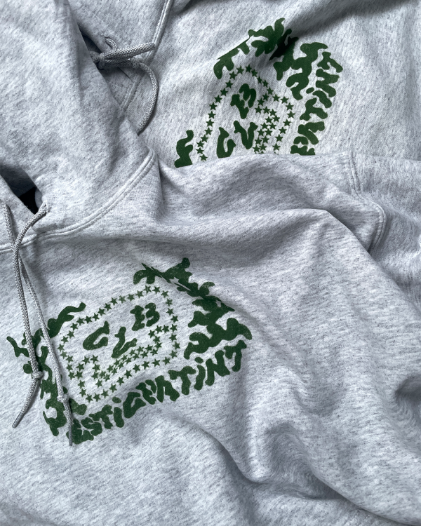 esticpatint x CLB - floral skull ash grey hoodie