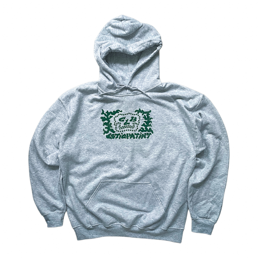esticpatint x CLB - floral skull ash grey hoodie
